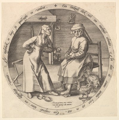 Die schimpfende Frau und die gackernde Henne, um 1568 von Jan Wierix