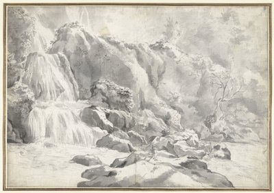 Ansicht des Wasserfalls bei Tivoli mit einem Zeichner von Jan Worst (attributed to)