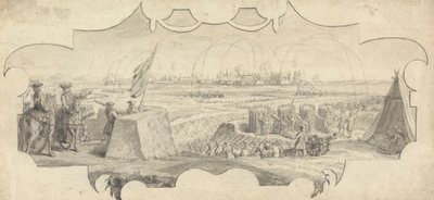Ein Offizier auf einer Rampe, der die Bombardierung einer entfernten Stadt leitet von Jan Wyck