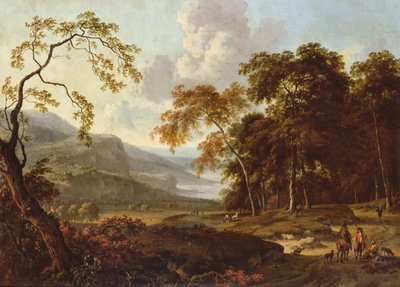 Eine Jagdgesellschaft in einer klassischen Landschaft, ca. 1672-77 von Jan Wiynants