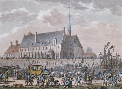 Die französische Königsfamilie passiert das Kloster in Passy auf ihrer Reise von Versailles nach Paris am 6. Oktober 1789 von Jan after Bulthuis