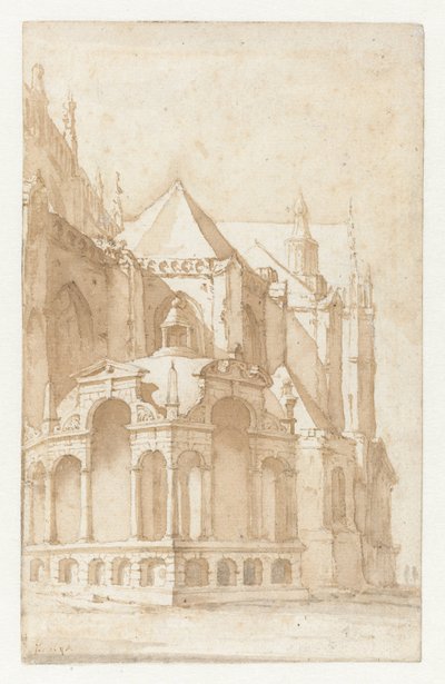 Beckeneelhäuschen an der Nieuwe Kerk in Amsterdam von Jan de Bisschop
