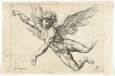 Studie für einen nackten, fliegenden Engel von Jan de Bisschop