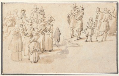 Eine elegante Gesellschaft trinkt Quellwasser von Jan the Elder Brueghel