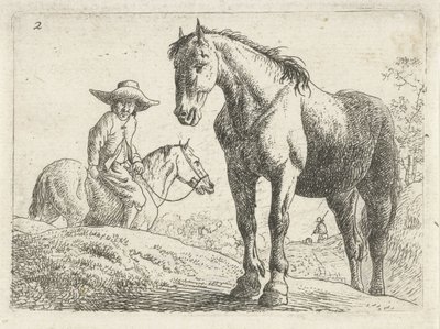 Ein Pferd, ein Mann zu Pferd im Hintergrund von Jan van Aken