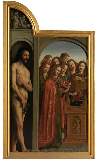 Adam und singende Engel von Jan van Eyck
