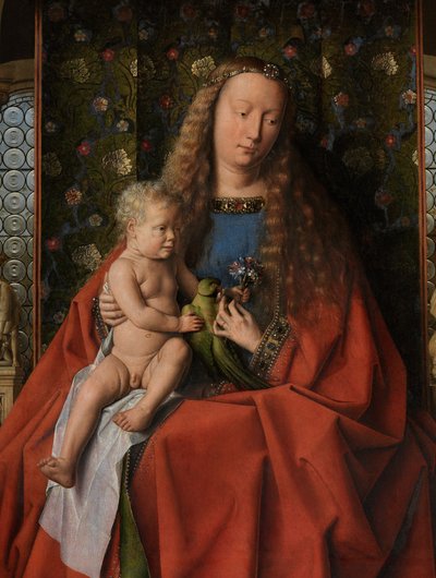 Detail aus der Jungfrau und Kind mit den Heiligen Donatian und Georg und Kanonikus Joris van der Paele, ca. 1436 von Jan van Eyck