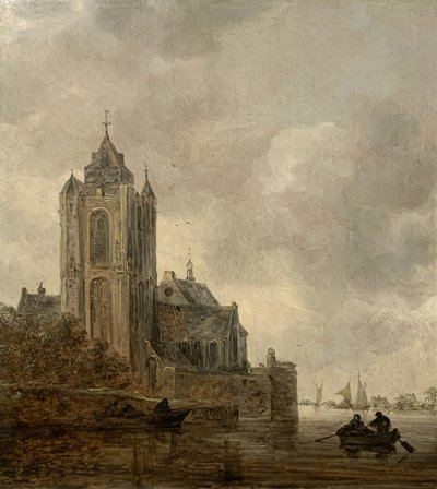 Eine Kirche am Ufer eines Flusses von Jan van Goyen