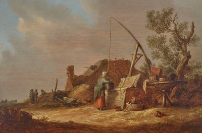 Landschaft mit einer Frau an einem Brunnen von Jan van Goyen
