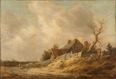 Feldweg mit Bauernhaus und Bretterzaun von Jan van Goyen
