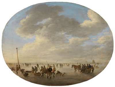 Holländische Flachlandschaft mit Schlittschuhläufern von Jan van Goyen