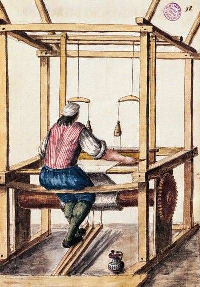 Weber, Illustration von Jan van Grevenbroeck (1731-1807) aus Das Kleid der Venezianer, Manuskript, Italien von Jan van Grevenbroeck