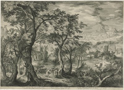 Berglandschaft mit der Versuchung Christi von Jan van Londerseel
