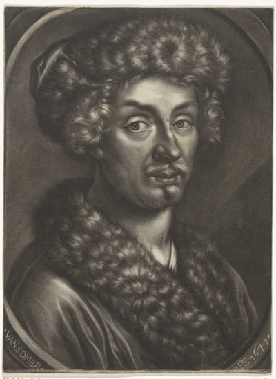 Porträt eines Mannes mit Pelzmütze von Jan van Somer
