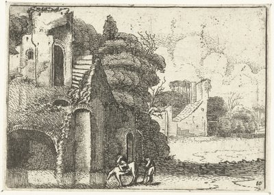 Trinkendes Pferd bei Ruinen von Jan van de Velde (II)
