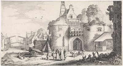 Figuren bei einem Stadttor (Playsante lantschappen ende vermakelycke gesichten) von Jan van de Velde (II)