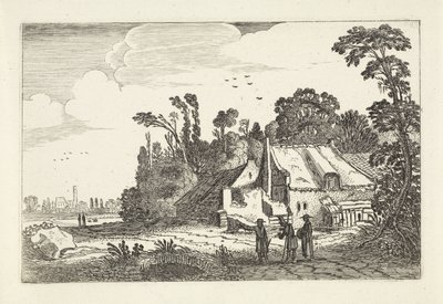 Figuren auf einem Landweg bei einem Bauernhof von Jan van de Velde (II)