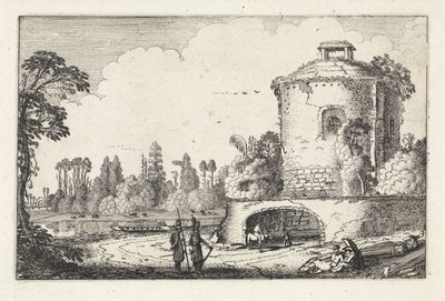 Landschaft mit einem runden Turm von Jan van de Velde (II)