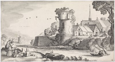 Wachtturm an einem Fluss von Jan van de Velde (II)