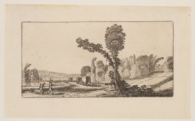 Landschaft mit Jägern und Heuwagen, aus Sechs Landschaften von Jan van de Velde II