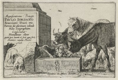 Tiere an einem Brunnen von Jan van den Hecke