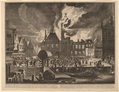 Brand des alten Amsterdamer Rathauses von Jan van der Heyden