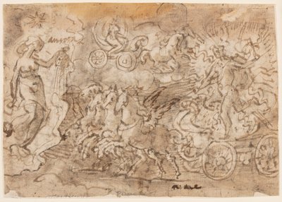 Seite eines Skizzenbuchs; Apollo und Aurora von Jan van der Straet, called Stradanus