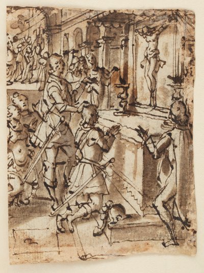 Heiliger Giovanni Gualberto und das wundersame Kruzifix von Jan van der Straet, called Stradanus
