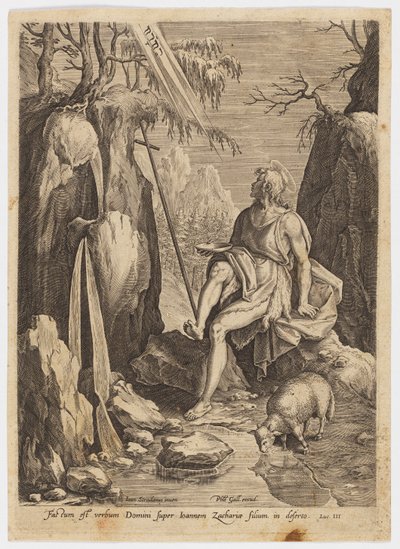Johannes der Täufer in der Wildnis von Jan van der Straet, called Stradanus