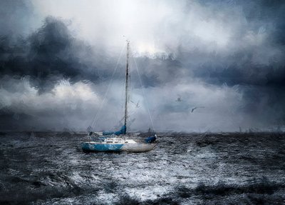 Stürmisches Ozeansegelboot von Jana Broskina