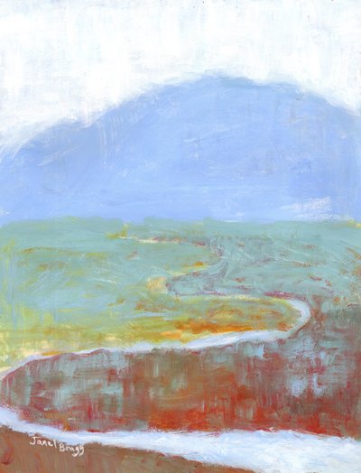 Berglandschaft mit Sumpf und Wildblumen für Annabelle, ca. 2021 von Janel Bragg