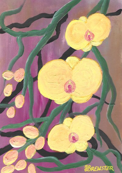 Lebendige Gelbe Orchideen von Janine Brewster
