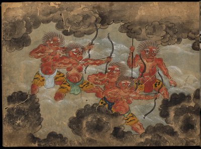 Dämonen, die Bögen schießen, Illustration aus dem 