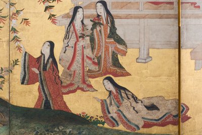 Detail von Frühling im Palast, sechsteilige Leinwand aus Die Geschichte von Genji (Detail) von Japanese School