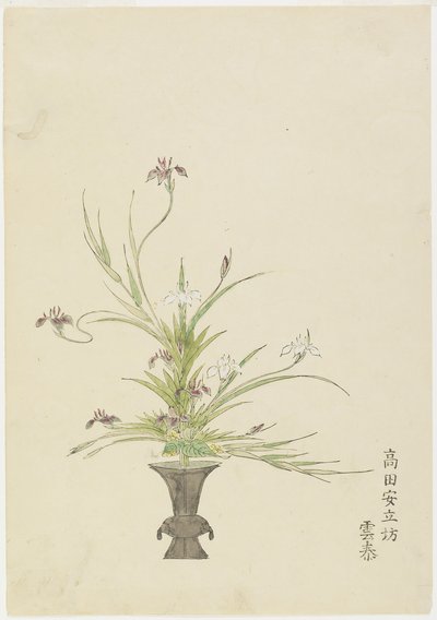 Blumenarrangement von Takada Anritsub? Untai, Schwertlilien von Japanese School