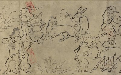 Tollende Tiere (Choju Giga) Muromachi-Periode von Japanese School