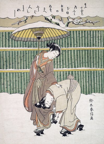 Japanische Liebende im Schnee, veröffentlicht ca. 1768 von Japanese School