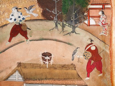 Osakazu Byobu - Japanischer achtteiliger Wandschirm von Japanese School