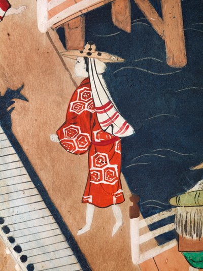 Osakazu Byobu - Japanischer achtteiliger Wandschirm von Japanese School