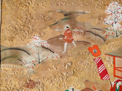 Osakazu Byobu - Japanischer achtteiliger Wandschirm von Japanese School