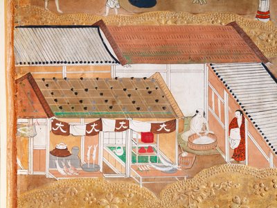 Osakazu Byobu - Japanischer achtteiliger Wandschirm von Japanese School