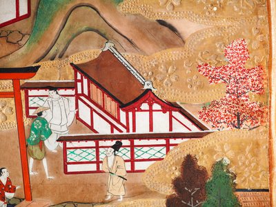 Osakazu Byobu - Japanischer achtteiliger Faltbildschirm von Japanese School