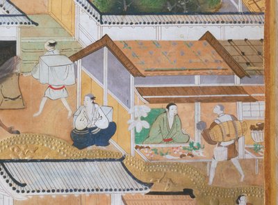 Osakazu Byobu - Japanischer achtteiliger Faltbildschirm von Japanese School
