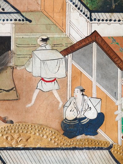 Osakazu Byobu - Japanischer achtteiliger Wandschirm von Japanese School