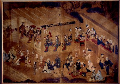 Kabuki-Theater: Schauspieler auf der Bühne; 18. Jahrhundert Japanischer Druck Paris, Guimet Museum, Nationalmuseum für Asiatische Kunst von Japanese School