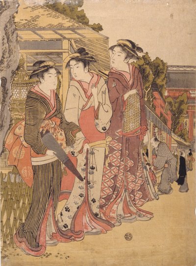 Drei Schönheiten auf dem Marktplatz von Japanese School