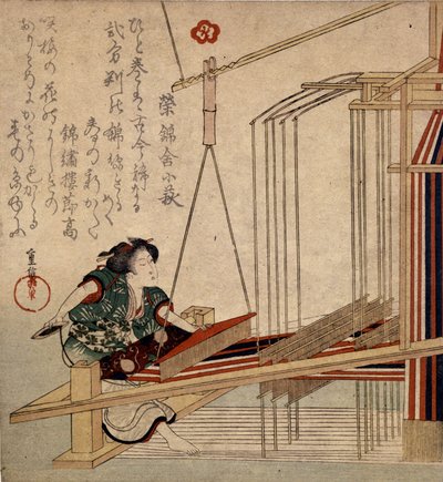 Weben in Japan im 18. Jahrhundert von Japanese School