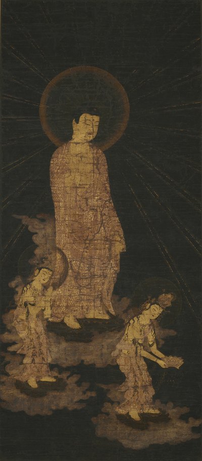 Willkommener Abstieg der Amida-Buddha-Triade von Japanese School