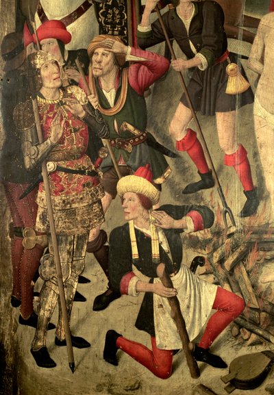 Altarbild des Hl. Vinzenz: Folterung des Hl. Vinzenz auf dem Grill, Dacian und Henker (Detail) von Jaume Huguet
