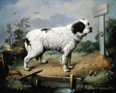 Ein Neufundländer auf einem Damm von Jean Baptiste Desgrange